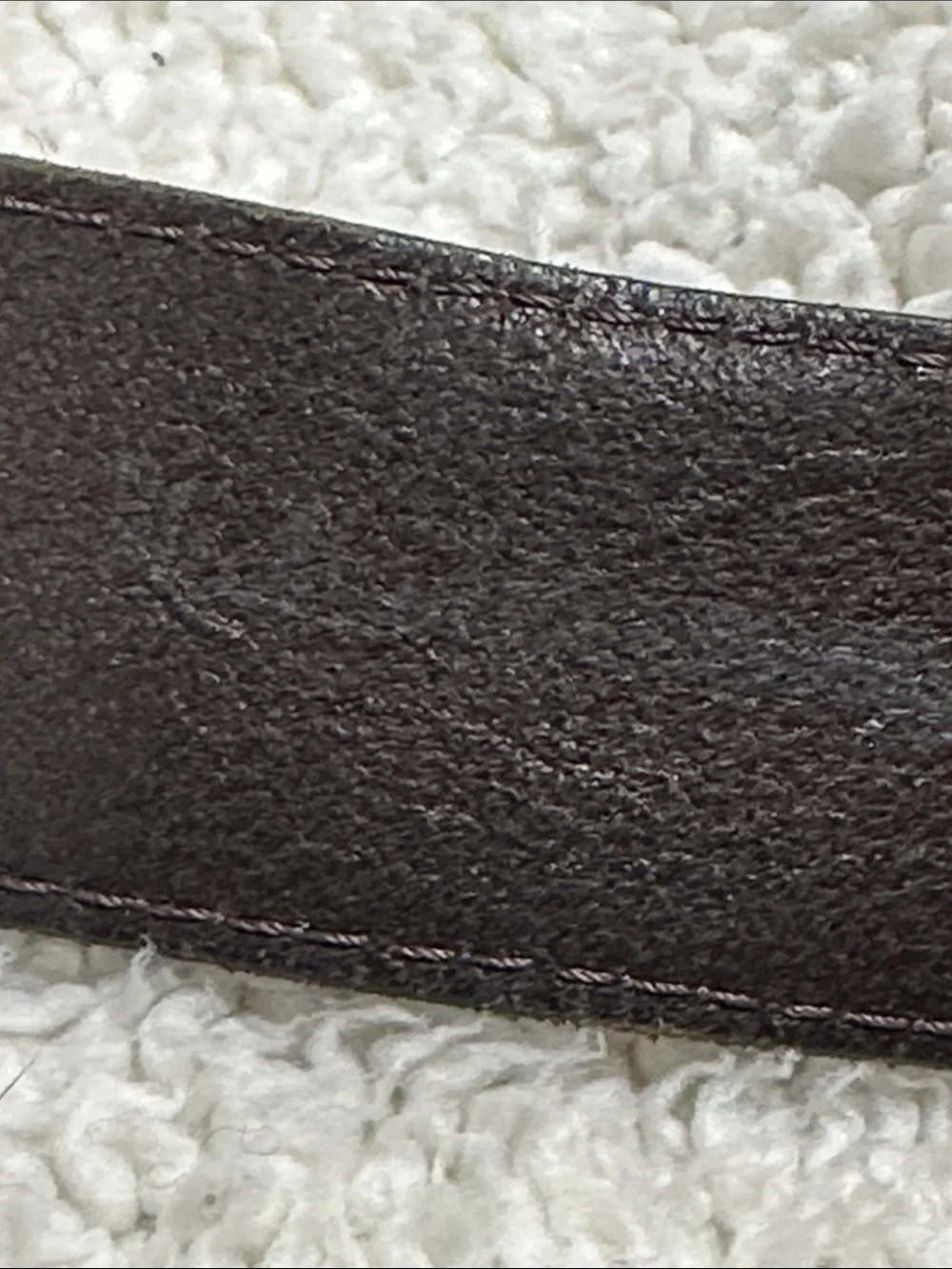 Thick Brown Cowhide Leather Belt, Silver Tone Double Ring  Belt, Made in USA, M